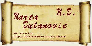 Marta Dulanović vizit kartica